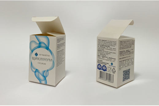 Pharmaceutical packaging 85x50x50 mm