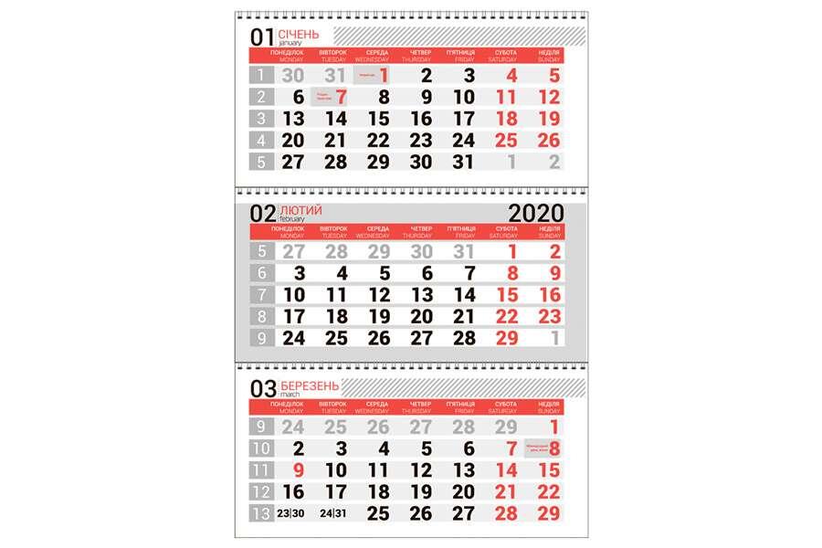 Календарная сетка красная 