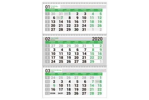 Календарна сітка зелена