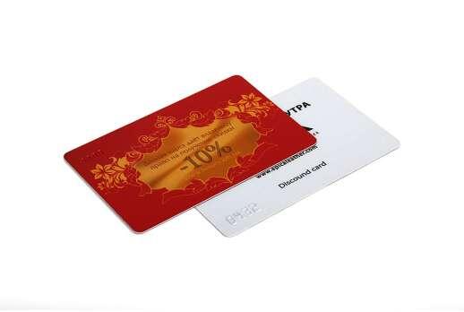 Discount card with embossing